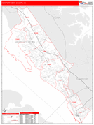 Newport News County, VA Digital Map Red Line Style